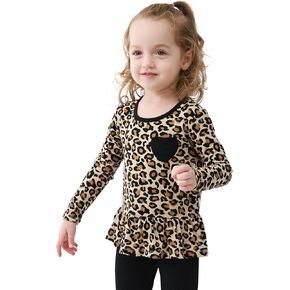 Toddler Girl Long Sleeve Shirt Infant Girls Tees Blouses Print Ruffled Tshirts Outfit Tops 2-5T