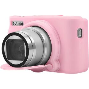 Canboc Camera Silicone Case for Canon PowerShot SX740 SX730 Digital Camera, Soft Silicone Cover with Detachable Lens Cover, Pink (Case Only)