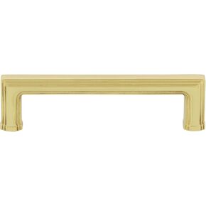 Nostalgic Warehouse Carre' Handle Pull 4" On Center in Polished Brass