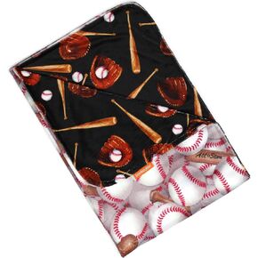 Dear Baby Gear Deluxe Reversible Baby Blankets, Custom Minky Print Baseball Bat Glove, 38 Inches by 29 Inches
