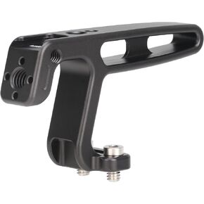 FocusFoto Mini Top Handle with two 1/4"-20 Screws Thread Lock Mount for Lightweight Vlogging Cameras, Camera Cage Rig, Top/Side Hand Grip with Cold Shoe& 1/4"-20 & 3/8"-16 Locating Holes for Arri Type