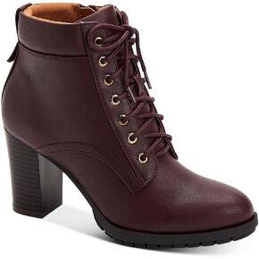 Style & Co. Womens Lucillee Faux Leather Ankle Ankle Boots Red 8.5 Medium (B,M)