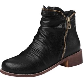 Women Boots with Zipper and Block Heel