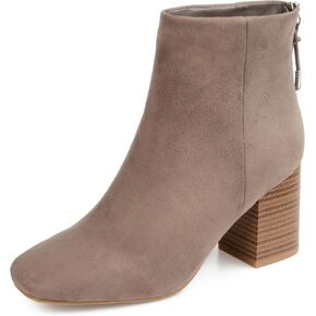 Journee Collection Women's Audrina Tru Comfort Foam Back Heel Zip Stacked Heel Booties - Taupe, 9.5