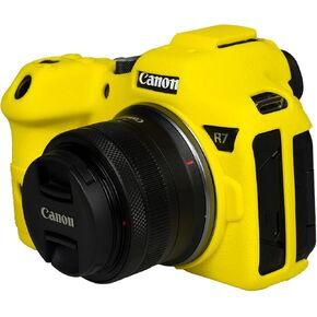 Camera Case for Canon R7 - Protective Silicone DSLR Skin Cover, Detachable Cage, Shockproof, Dustproof (Yellow)