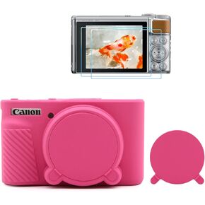 SX730 SX740 Camera Case & LCD Screen Protector Accessories Kit, Soft Silicone Case for Canon PowerShot SX740/SX730 HS Camera, Body Cover for SX740 SX730 with Lens Cap - Rose