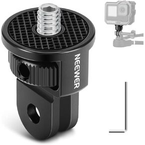 Neewer Action Camera Mount Adapter with 1/4" Screw Aluminum Alloy Compatible with GoPro Hero 13 12 Insta360 X4 X3 DJI Osmo Pocket 3 Creator Combo Phone Cage, GP-7