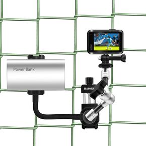 Metal Baseball Metal Benue Mount متوافق مع GoPro/Mevo ابدأ مشبك سياج الهاتف الذكي متوافق مع DJI Action/Osmo Pocket 3/2/Insta360/for Pocket Radar Game Kit Softball Tennis Recording