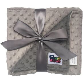 Reversible Unisex Children's Soft Baby Blanket Minky Dot (Grey/Charcoal)
