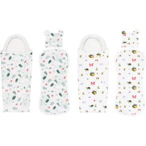 100% Organic Cotton Neck Support Swaddle, 2-in-1 Burp Cloth & Bib, Bear Ears Baby Hat,0-3 Months,Set Of 7 (2 Swaddles+2 Bibs+2 Hats+Gift Bag),Newborn Blanket,Infant Wrap,Sleeping Bag,Cap,Beanie