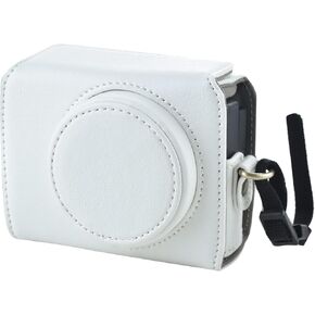 Rieibi ZV1 Case - Vintage PU Leather Camera Case for Sony ZV1 ZV-1 DSLR Camera - Protective Case with Strap, White, Beauty Case