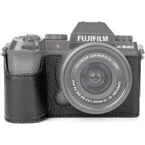 Muziri Kinokoo Fuji XS20 Case ، حالة جلدية حقيقية على النمط الرجعية لفوجيفيلم فوجي XS20/X -S20 حالة واقية قاع - مع قبضة اليد وتصميم أسفل الفتح - بني in Kuwait