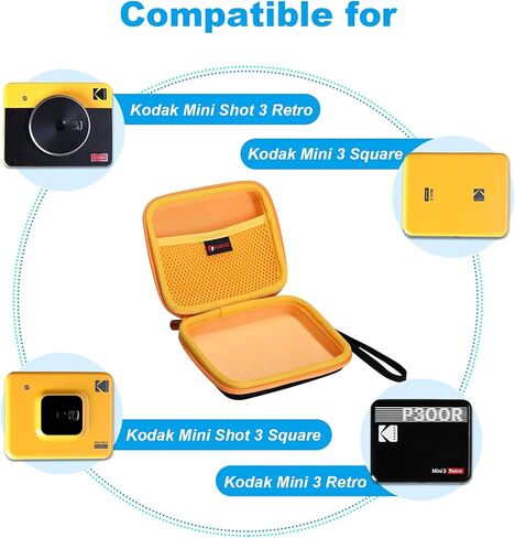 XANAD HARD CASE لـ KODAK MINI Shot 3 RETRO/MINI لقطة 3 مربع/ميني لقطة 3 كاميرا فورية ولاسلكية محمولة - حقيبة حماية السفر (أصفر) in Kuwait