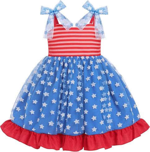 Odasdo Todders Girls Dress Kids Bowknot Spaghetti Straps Tulle Tutu Princess Birthday Party Easter Holiday Dress in Kuwait