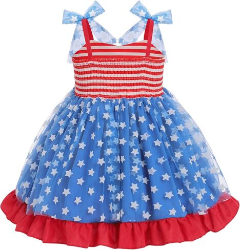 Odasdo Todders Girls Dress Kids Bowknot Spaghetti Straps Tulle Tutu Princess Birthday Party Easter Holiday Dress in Kuwait