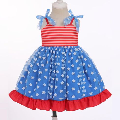 Odasdo Todders Girls Dress Kids Bowknot Spaghetti Straps Tulle Tutu Princess Birthday Party Easter Holiday Dress in Kuwait