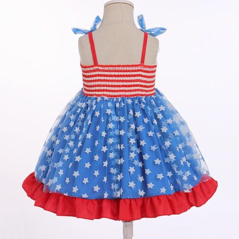 Odasdo Todders Girls Dress Kids Bowknot Spaghetti Straps Tulle Tutu Princess Birthday Party Easter Holiday Dress in Kuwait