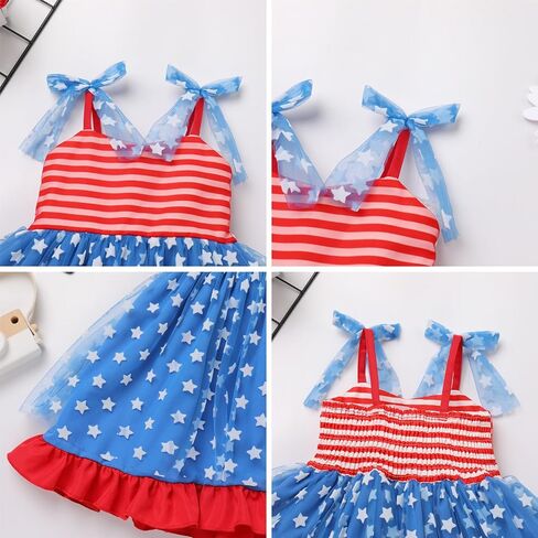 Odasdo Todders Girls Dress Kids Bowknot Spaghetti Straps Tulle Tutu Princess Birthday Party Easter Holiday Dress in Kuwait