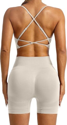 Tie Dye Seamless Workout Sets for Women 2 Piece Outfits Backless Sports Bra Scrunch Butt Gym Yoga Booty Shorts in Kuwait