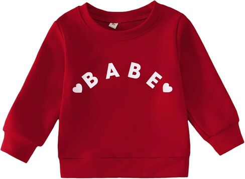 Toddler Baby Girl Valentines Day Outfit Love Babe Letter Long Sleeve Sweatshirts Crewneck Cute Winter Shirt Top in Kuwait
