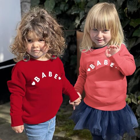 Toddler Baby Girl Valentines Day Outfit Love Babe Letter Long Sleeve Sweatshirts Crewneck Cute Winter Shirt Top in Kuwait