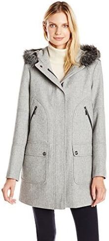 Fleet Street Ltd. Women's Wool Coat with Faux Fur Trim Hood in Saudi Arabia