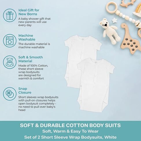 Spasilk baby-girls 2 Pack Cotton Short Sleeve Wrap Bodysuits in Saudi Arabia
