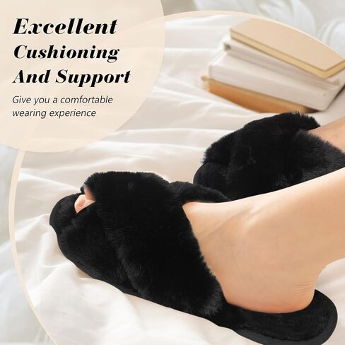 Toulite 6 Pairs Wedding Bridesmaid Slippers Women Fluffy Open Toe Slippers Fuzzy Plush Slippers, US9-10 in Saudi Arabia