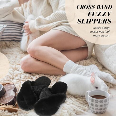 Toulite 6 Pairs Wedding Bridesmaid Slippers Women Fluffy Open Toe Slippers Fuzzy Plush Slippers, US9-10 in Saudi Arabia