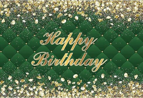 Renaiss 7x5ft Happy Birthday Backdrop Banner for Photoshoot Portrait Gold Diamonds Green Photography Background for Men Women 30th 40th 50th 60th 70th 80th Bday Party Decor Glitter Photo Booth Prop in Saudi Arabia