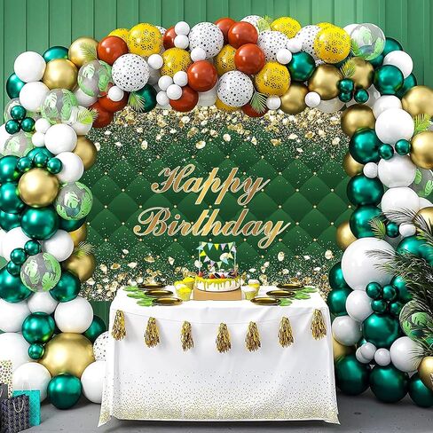 Renaiss 7x5ft Happy Birthday Backdrop Banner for Photoshoot Portrait Gold Diamonds Green Photography Background for Men Women 30th 40th 50th 60th 70th 80th Bday Party Decor Glitter Photo Booth Prop in Saudi Arabia