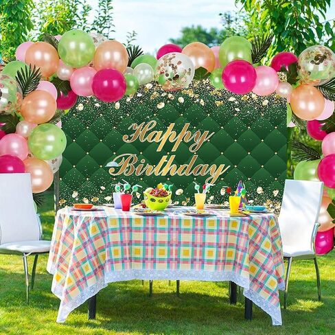 Renaiss 7x5ft Happy Birthday Backdrop Banner for Photoshoot Portrait Gold Diamonds Green Photography Background for Men Women 30th 40th 50th 60th 70th 80th Bday Party Decor Glitter Photo Booth Prop in Saudi Arabia