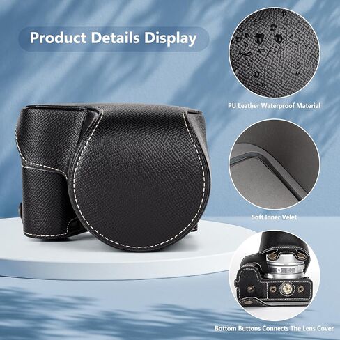 MUZIRI KINOKOO Camera Case for Sony ZV-E10 II, PU Leather Protective Case for Sony Alpha ZV-E10 II/ZVE10 II Camera with 16-50mm Lens - Removable Case with Shoulder Strap & Storage Pocket - Black in Kuwait