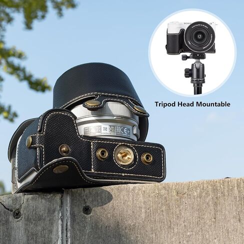 MUZIRI KINOKOO Camera Case for Sony ZV-E10 II, PU Leather Protective Case for Sony Alpha ZV-E10 II/ZVE10 II Camera with 16-50mm Lens - Removable Case with Shoulder Strap & Storage Pocket - Black in Kuwait
