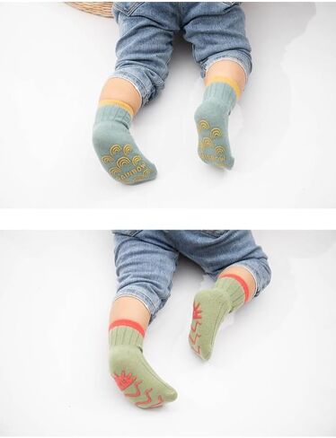 Clowora Baby Boys Girls Non Slip Socks,Infant Toddler Kids Grip Ankle Stretch Socks for Kids 6 Pairs in Kuwait