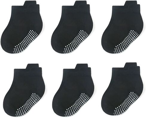 Clowora Baby Boys Girls Non Slip Socks,Infant Toddler Kids Grip Ankle Stretch Socks for Kids 6 Pairs in Kuwait