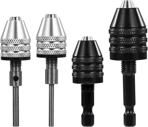 4 Pack Round to Hex Adapter 1/4 1/8 1/16 Inch Hex Bit Chuck Adapter Drill Bit Adapter Keyless Hex and Round Shanks Fast Change Converter Extension Screwdriver for Impact Driver Conversion in Kuwait