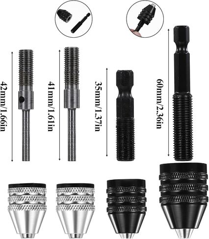 4 Pack Round to Hex Adapter 1/4 1/8 1/16 Inch Hex Bit Chuck Adapter Drill Bit Adapter Keyless Hex and Round Shanks Fast Change Converter Extension Screwdriver for Impact Driver Conversion in Kuwait