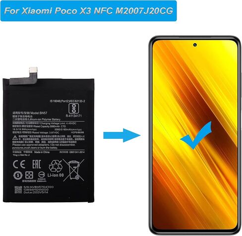 استبدال البطارية BN57 متوافقة مع Xiaomi Poco X3 NFC M2007J20CG ، M2007J20CT مع الأدوات in Kuwait