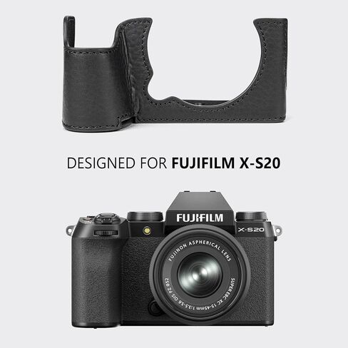 Muziri Kinokoo Fuji XS20 Case ، حالة جلدية حقيقية على النمط الرجعية لفوجيفيلم فوجي XS20/X -S20 حالة واقية قاع - مع قبضة اليد وتصميم أسفل الفتح - بني in Kuwait