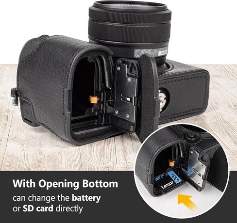 Muziri Kinokoo Fuji XS20 Case ، حالة جلدية حقيقية على النمط الرجعية لفوجيفيلم فوجي XS20/X -S20 حالة واقية قاع - مع قبضة اليد وتصميم أسفل الفتح - بني in Kuwait