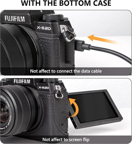 Muziri Kinokoo Fuji XS20 Case ، حالة جلدية حقيقية على النمط الرجعية لفوجيفيلم فوجي XS20/X -S20 حالة واقية قاع - مع قبضة اليد وتصميم أسفل الفتح - بني in Kuwait