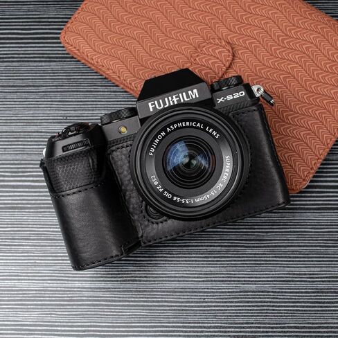 Muziri Kinokoo Fuji XS20 Case ، حالة جلدية حقيقية على النمط الرجعية لفوجيفيلم فوجي XS20/X -S20 حالة واقية قاع - مع قبضة اليد وتصميم أسفل الفتح - بني in Kuwait