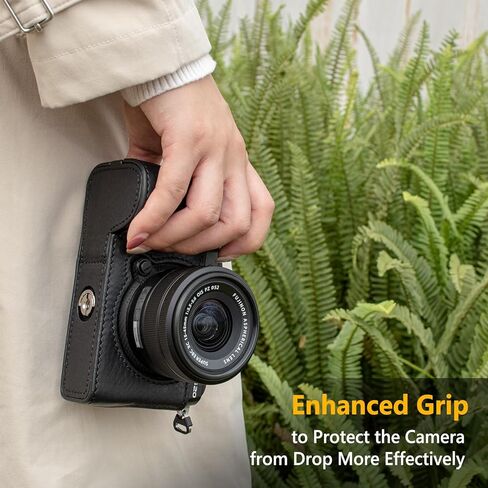 Muziri Kinokoo Fuji XS20 Case ، حالة جلدية حقيقية على النمط الرجعية لفوجيفيلم فوجي XS20/X -S20 حالة واقية قاع - مع قبضة اليد وتصميم أسفل الفتح - بني in Kuwait