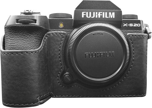 Muziri Kinokoo Fuji XS20 Case ، حالة جلدية حقيقية على النمط الرجعية لفوجيفيلم فوجي XS20/X -S20 حالة واقية قاع - مع قبضة اليد وتصميم أسفل الفتح - بني in Kuwait