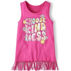 The Children's Place Girls' Graphic Fringe Tank Tops