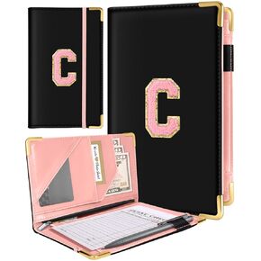 Slohif Server Book for Waitress Cute Serving Books with Zipper Pocket Accessories Leather Server Check Book Restaurant Waiter Server Booklet Organizer Ticket Book Holder Letter Blue Z