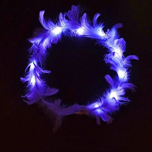 JORCEDI LED ريشة إكليل عقال للرأس على شكل تاج تضيء الملاك هالو عقال ل تأثيري عيد الميلاد هالوين زي عطلة in Kuwait