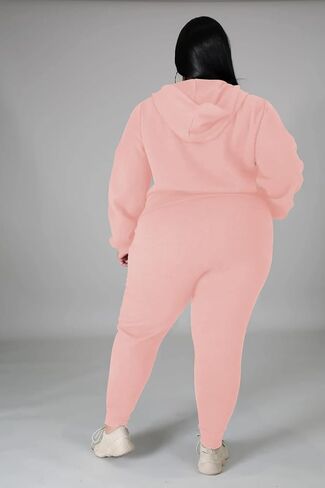 Women's Plus Size Two Piece Outfits Sweatsuits Sets Long Sleeve Loungewear Tracksuit Sets Dark green 5XL in Kuwait