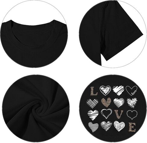 Valentine Day Shirt Women Leopard Love Heart Print T-Shirt Teachers Valentines Short Sleeve Tee Tops in Kuwait